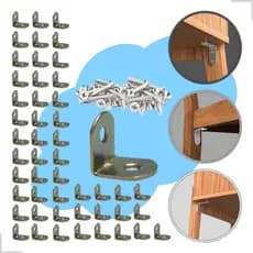Kit 50 Pç Cantoneira L Reforço Móveis 2 x 2 Cm + Parafusos Fixação Acabamento Escantilhão Fixador