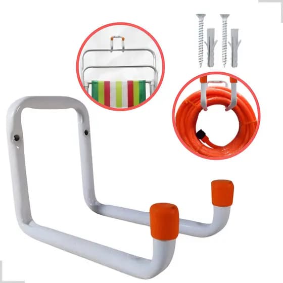 Suporte Gancho Para Pendurar Escada Na Parede 15 Cm Até 30kg Reforçado Aço Mangueira Cadeira Praia