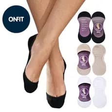 Meia Onfit Mini 1 Par Cor Preta Bege Branca Invisível Sapatilha Sapato Algodão G25