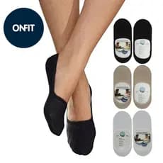 Meia Onfit Slim Unissex 1 Par Cor Preta Branca e Bege Invisível Para Sapato Tênis Sapatilha G27