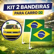 Kit 2 Bandeiras Brasil para Carro 30x40cm | Bandeirinha Vidro Lateral Tecido Resistente Torcida Copa