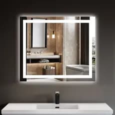 Espelho Grande Quadrado 50x50 Jateado com Led Touch para Banheiro Maquiagem Penteadeira decorativo