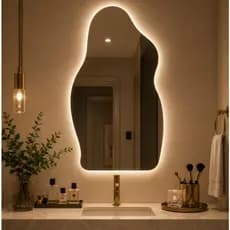 Espelho Orgânico Flame 50x80cm Com LED ou Sem LED Decorativo Lapidado Banheiro Lavabo Quarto Sala