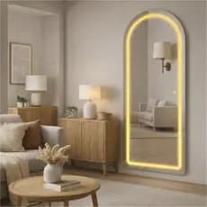 Espelho Decorativo Corpo Inteiro 120x50 LED 3 Tons Touch Jateado Janela MADRI Sala Quarto Banheiro