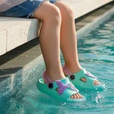 Chinelo Nuvem Slides Meninas Sereia Fundo do Mar Confortável Infantil Cauda Sereia