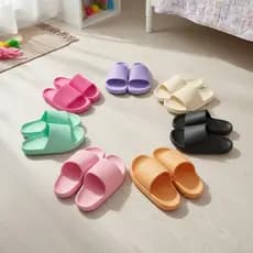 Chinelo Infantil Colorido Jovens Nuvem Slide Liso Meninas Macios Confortável Leve Antiderrapante