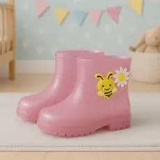 Galocha Bota Infantil Menina Flor Coração Feminina Gatinha Criança Leve Confortável Impermeável