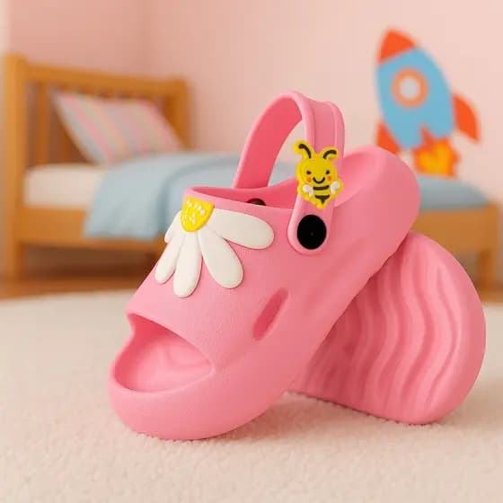 Chinelo Infantil Nuvem Flor Slide Menina Coração  Abelha Margarida Borboletas Macio Confortável Leve