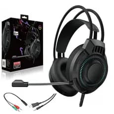 Headset Fone Gamer Led Rgb com micofone Usb e P2+Adaptador P2 para Pc Computador LEY-2264  BAZ