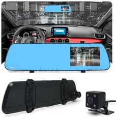 Câmera Espelho Retrovisor para Frente e Trás Ré/Frontal 1080p Infravermelho Hd Lcd baz