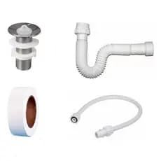 Kit Banheiro Lavatório Sifão + Engate + Válvula cromada + Veda Rosca