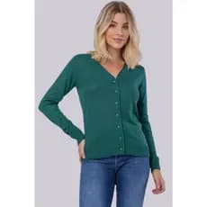 Cardigan feminino básico com botões em tricot casaco outono blusa de frio meia estação P M G GG