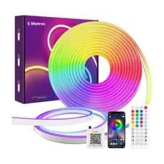 Fita de LED Neon Flexível RGB 5m – Controle via Bluetooth