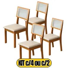 Kit Cadeiras de Jantar Estofada com Palhinha Indiana Cinamomo em MDF Confortse