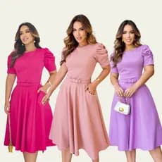 Vestido Midi Piquet De Lacinho Moda Evangelica e Casual