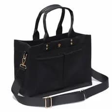 Bolsa Tote Feminina de Lona com Vários Bolsos, Simples e Elegante, Bolsa de Ombro Grande, Bolsa Hobo, Bolsa de Mão