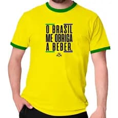 Camiseta O Brasil Me Obriga A Beber Camisa Divertida Copa