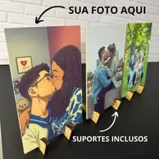 3 quadrinhos de mesa com foto personalizada porta retrato alta qualidade imagem 10x15 presente decoração