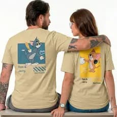 Kit 2 Camisetas Casal Tom & Jerry T-Shirt Algodão 100% Moda Casual Look Conjunto Casal Presentes