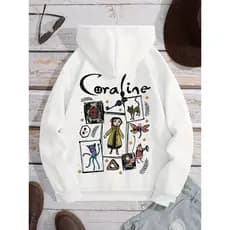 Blusa de Frio Feminina Coraline Moletom Estampado Algodão Flaneladinho