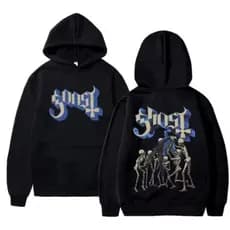 Blusa de Frio Ghost Rock Caveiras Moletom com Capuz Algodão Flanelado Unissex