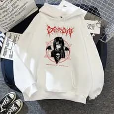 Moletom Demon Girl Gótica Blusa de Frio Canguru com Capuz Estilo Emo Japonês Casaco Fechado