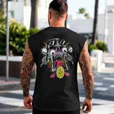 Camiseta Regata Machão Masculina Caveira Motoqueiro Regata Estilo Urbano