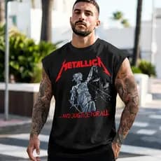 Camiseta Regata Machão Masculina Metallica Justice for All Regata Estampa Rock
