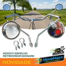 Par De Espelho Retrovisor Redondo Cromado Refletivo Para Bike Antiga Monark Monareta Tigrão Berlineta Barra Forte