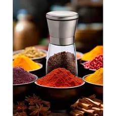 Moedor  200ml Ajustável Vidro e Inox Pimenta, Sal Rosa do Himalaia, Ervas Aromáticas