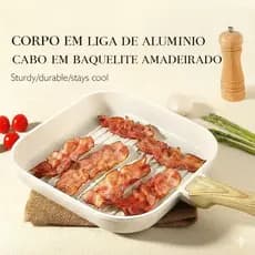 Bistequeira Frigideira Grill Antiaderente Cerâmica 2 Cores Gás Indução  Antitérmico Cozinha Gourmet Linda
