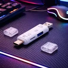 Leitor De Cartão Micro Sd Adaptador USB 2.0 Otg Tf Tipo C Micro USB Macbook Notebook Celular 5 Em 1