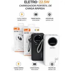 Carregador Portátil Power Bank 30000mAh 22.5W - Alta Capacidade e Várias Entradas 🔋