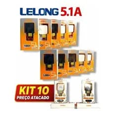 Kit10 Carregadores Rápidos Lelong TPC V8/iOS 5.1A com 2 USB LE-258F