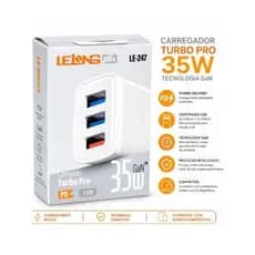 Fonte Carregador 35W Lelong LE-247 3 USB Turbo Rápido