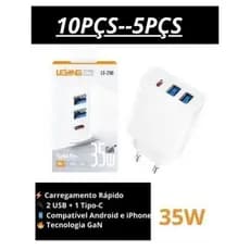 KIT5/10 Fonte Carregador Turbo pro LE-250 – 35W PD 2USB + USB-C