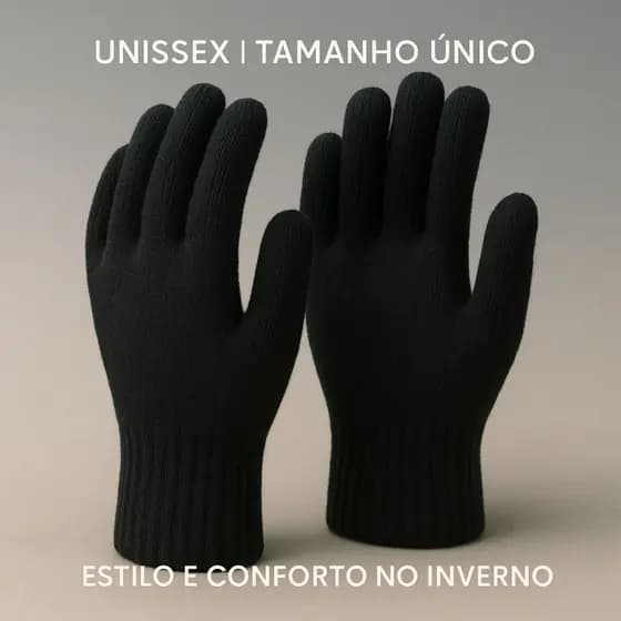 Luva De Inverno Unissex Quentinha Tricô Frio Luvas inverno Preto