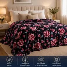 Manta de Casal Microfibra Super Macia Estampada Decorativa Premium