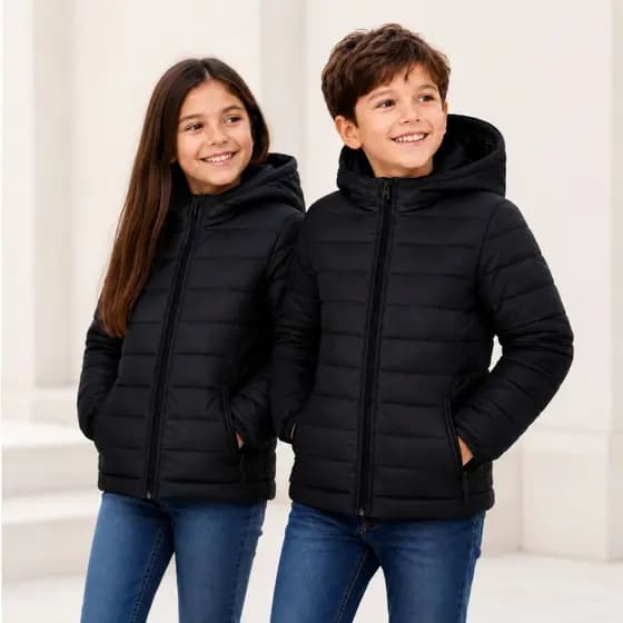 Bobojaco Juvenil Unissex Puffer Inverno com Capuz Jaqueta Quentinha Casual Moda Premium