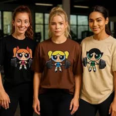 Kit Camisetas Femininas Fitness Academia Streetwear Estampa Meninas Superpoderosas Treino Esporte