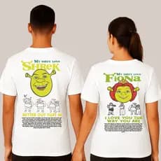 Kit Conjunto 2 Camisetas e Shrek e Fiona camisa temática casal presente criativo