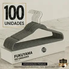 KIT 100 CABIDES ADULTO DE VELUDO CINZA FUKUYAMA ULTRA FINO Com Gancho Giratório 360° Antideslizante