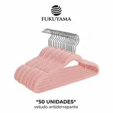 KIT 50 CABIDES DE VELUDO ROSA INFANTIL PREMIUM ULTRA FINO FUKUYAMA Antideslizante Slim Com Gancho Giratório 360°