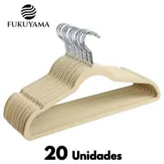 KIT 20 CABIDES DE VELUDO BEGE PREMIUM ULTRA FINO ADULTO FUKUYAMA Antideslizante Slim Com Gancho Giratório 360°