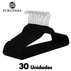 KIT 30 CABIDES FUKUYAMA VELUDO PRETO Ultra Fino Antideslizante Com Gancho Giratório 360°