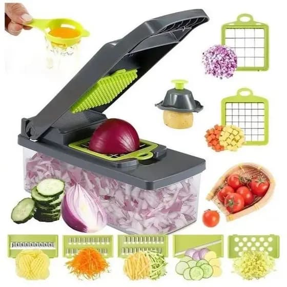 Cortador Fatiador 16 em 1 Ralador Multiuso Cozinha Slicer Aço Inox Legumes Verduras Frutas Alimentos