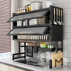 85cm Escorredor De Louça Suspenso Boutique   Kitchen Rack Aço Inoxidável Organizador Louça  Qualidade Pra Cozinha