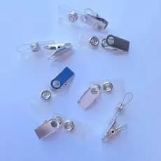 100 Clips Jacaré P/ Crachá C/ Fita Transparente