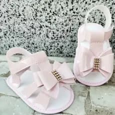Sandália Bebê Menina Rosa com Laço de strass✨ Confortável e Macia