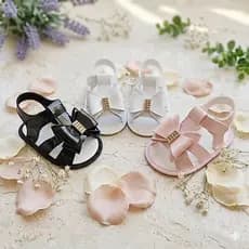 Sandália Bebê Laço Luxo Strass | Sandália Infantil Feminina Confortável